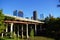 Downtown Houston Bridge in Buffalo Bayou Park . Landscape Photo