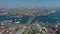 Downtown of Istanbul from above: Galata Bridge ships sailing, European side