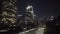 Downtown Los Angeles, California USA. Night Traffic on Harbor Freeway