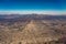 Downtown los angeles skyline and suburbs from airplane and smoke from wild fires