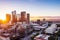 Downtown Los Angeles skyline at sunset