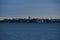 Downtown Madison and state capitol from governor Nelson state park over lake Mendota at dusk