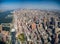 Downtown Manhattan island, New York City, United States of America : [ Hudson river view and helicopter aerial look on the city sk