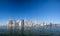 Downtown Manhattan island, New York City, United States of America : [ Hudson river view and helicopter aerial look on the city sk