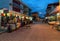 Downtown market at Karahayit, street view at night, Turkey