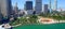 Downtown Miami aerial view, Florida from drone viewpoint. City skyline on a wonderful sunny day, slow motion