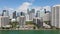 Downtown Miami USA Skyline, Cinematic Aerial View, Rich Oceanfront Condominiums