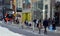 Downtown Montreal sanitairy corridor sidewalk for social distencing