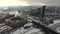 Downtown Moscow. Winter sunset. 4k aerials.