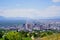 Downtown and Mountain at salt lake city, UT, in spring seen from ensign park