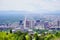 Downtown and Mountain at salt lake city, UT, in spring seen from ensign park