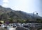 Downtown scene with Mountains Lovcen in the background of Kotor in Montenegro