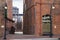 Downtown Street With Brick Buildings and Lamp Post