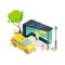 Downtown taxi stop isometric 3D icon