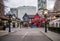 Downtown Toronto. Streets Christmas preparing time. trees, wreath, garlands