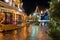 Downtown of Volendam on New Year`s Eve