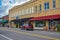 Downtown Wauchula Florida, Main Street, Old Florida Architecture with a vibrant dramatic sky, Brick Building , Royalty Free Stock