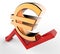 Downward growth arrow with 3d euro symbol sign. Economic recession concept. 3d illustration.
