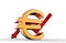 Downward growth arrow with 3d euro symbol sign. Economic recession concept. 3d illustration.