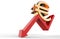 Downward growth arrow with 3d euro symbol sign. Economic recession concept. 3d illustration.