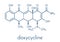 Doxycycline antibiotic drug tetracycline class molecule. Skeletal formula.