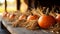 Dozens of fall and Halloween pumpkins and hay decorating the country barn scene - generative AI