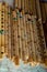 Dozens of handmade bamboo flutes in display