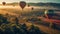 Dozens of Hot Air Balloons Over Beautiful Napa Valley, California, United States - Generative AI