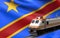 DR Congo flag with speed train 3d rendering