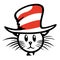 Dr Seuss cat in the hat. Hat, mustaches.