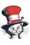 Dr Seuss cat in the hat. Hat, mustaches. Vector