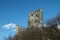 Drachenfels ruin in Koenigswinter, perspective view