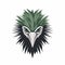 Dracopunk Bird Logo: Powerful Symbolism With Green Hair On White Background