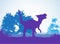 Dracorex Dinosaurs silhouettes in prehistoric environment overlapping layers; decorative background banner abstract vector