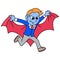 Dracula with evil face is scaring Halloween celebrations, doodle icon image kawaii