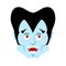 Dracula happy Emoji. Vampire merry emotion face isolated