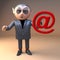 Dracula vampire cartoon 3d Halloween character holding an email adress internet symbol, 3d illustration