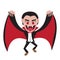 Dracula with wing cape in flat style, vector