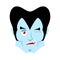 Dracula winking Emoji. Vampire happy emotion face isolated