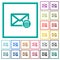 Draft mail flat color icons with quadrant frames