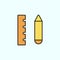 drafting tools, drawing tools color vector icon, vector illustration
