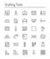 Drafting tools icon collection. Engineering drawing. Line icons
