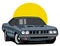 Drag car vehicle illustration vector design in dark tone