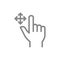 Drag flick with two fingers line icon. Multi touch screen gestures symbol