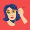 Drag Queen apply makeup. Androgynous person. Flat vector illustration