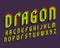 Dragon alphabet. Green red stylized font. Isolated english alphabet