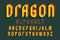 Dragon alphabet. Yellow red stylized font. Isolated english alphabet