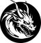 Dragon - black and white isolated icon - vector illustration