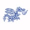 Dragon, blue ethno monster in gzhel style, vector illustration