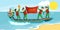 Dragon boat racing horizontal banner vector illustration